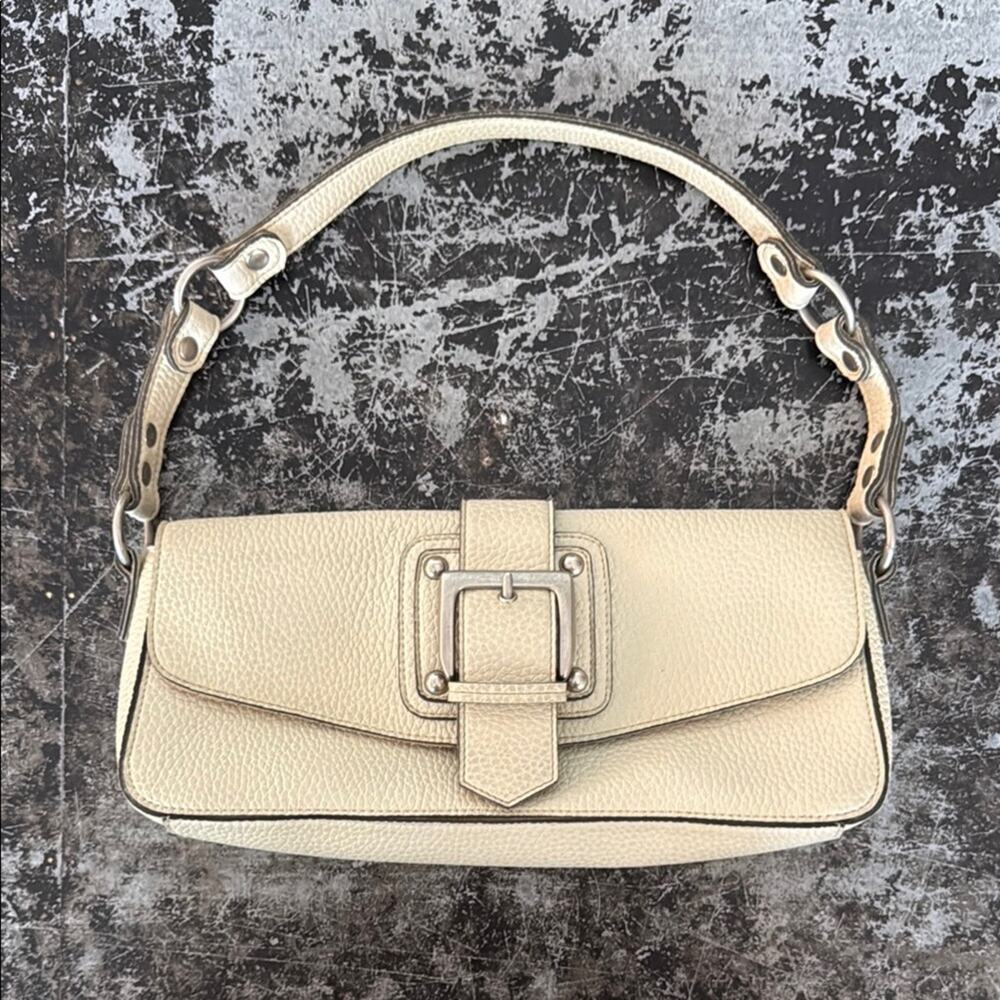 Necessary Objects White Y2K Era Faux Leather Handbag 12x5x2"